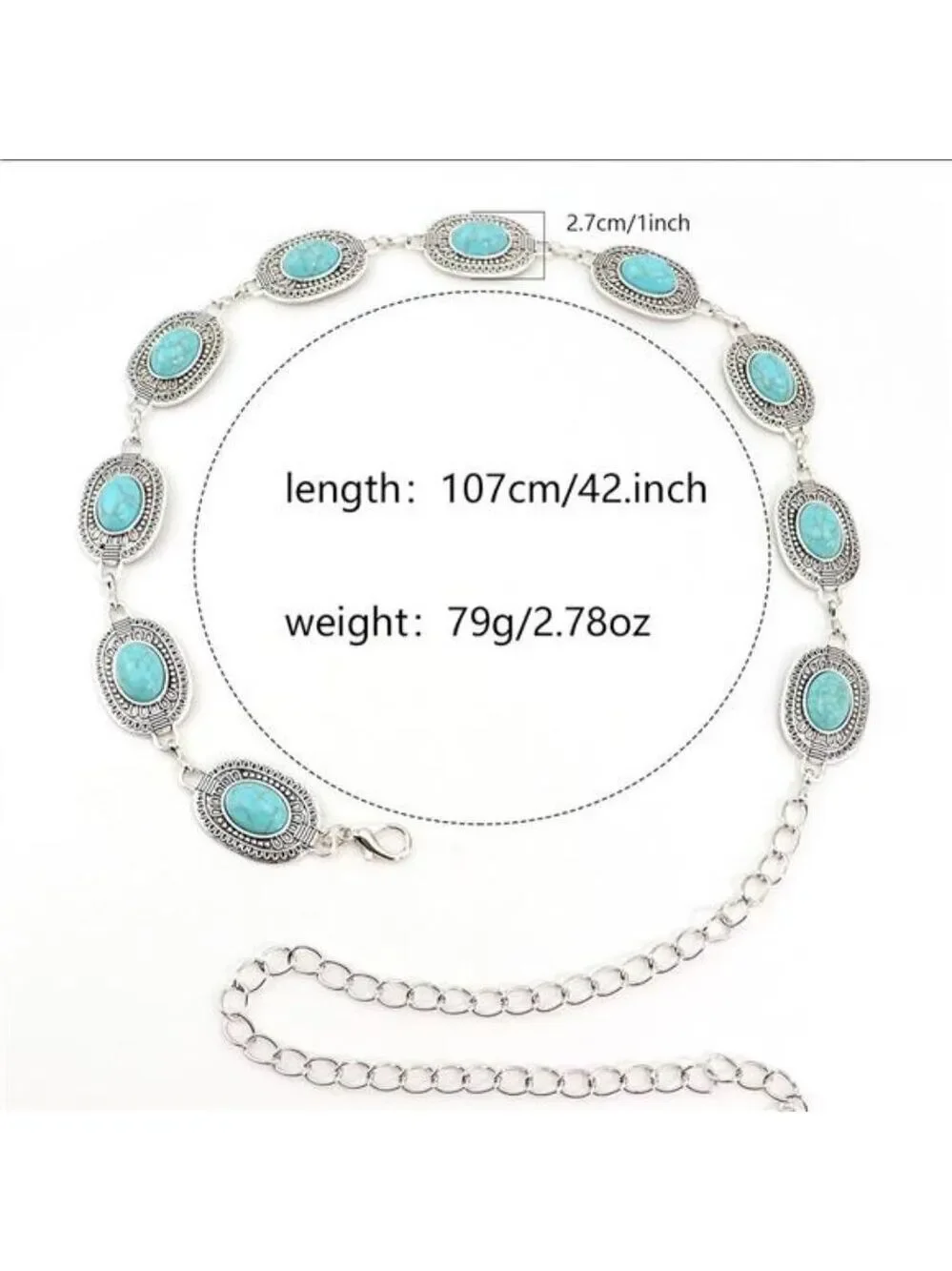 Women Western Turquoise Concho Waist Chain